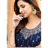 Navy Blue Fancy Rayon Kurti with Sequence Work